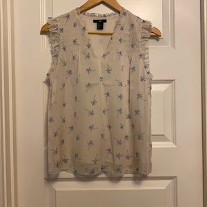 H&M cream tank top blouse with palm tree print